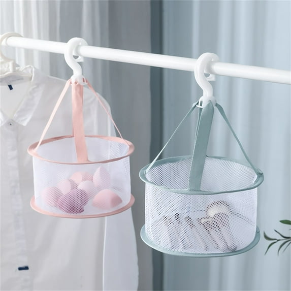 Visland Mini Mesh Shower Dry Basket, Hanging Drying Net, Bath Organizer Storage for Makeup Brush, Beauty Sponge Blender, Windproof Airing Drip Dryer Rack for Bathroom, Laundry
