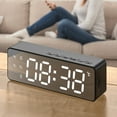thumbnail image 1 of Visland Mirror Alarm Clock Radio with 5 0 Heavy Bass Mini Wireless Sound Box Bluetooth Speaker Charging Station Phone Chargers with USB port for iPhone and Tablets, 1 of 8