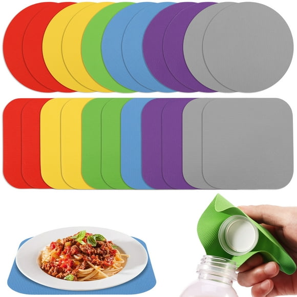 Grusce 24pcs Flexible Jar Gripper Pad Versatile Anti Slip Bottle Lid Opener Gripper With Honeycomb Texture for Senior With Weak Hand