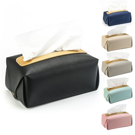 Visland Modern PU Leather Rectangular Tissue Box Cover, Tissue Box Cover -Decorative Holder/Organizer for Bathroom Vanity Countertop,Kitchen, Vehicle,Night Stands,Car, Office Desk & Car