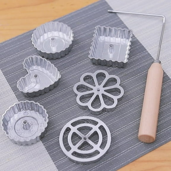Visland Mold Bunuelos Mold without Handle, Aluminum Alloy Maker Heart Star Circle Square Cookies Mold for Interchangeable Head Kitchen Baking Cooking Fried Housewares