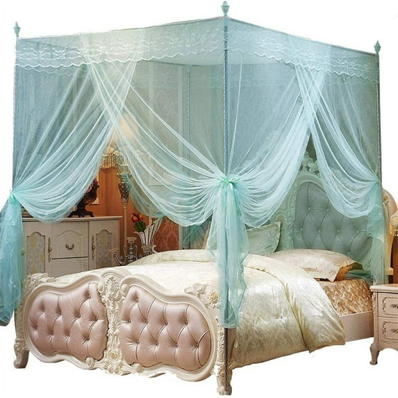 Visland Mosquito Net, 4 Corner Post Bed Canopy, Quick and Easy Installation for King Size Beds Large Queen Size Bed Curtain