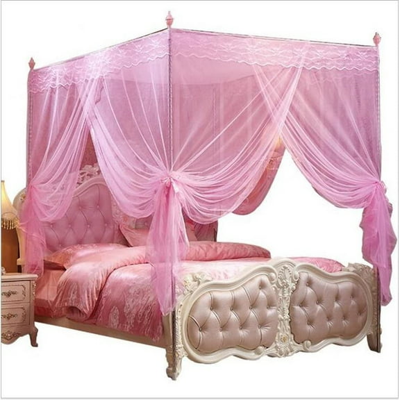 Visland Mosquito Net, 4 Corner Post Bed Canopy, Quick and Easy Installation for King Size Beds Large Queen Size Bed Curtain