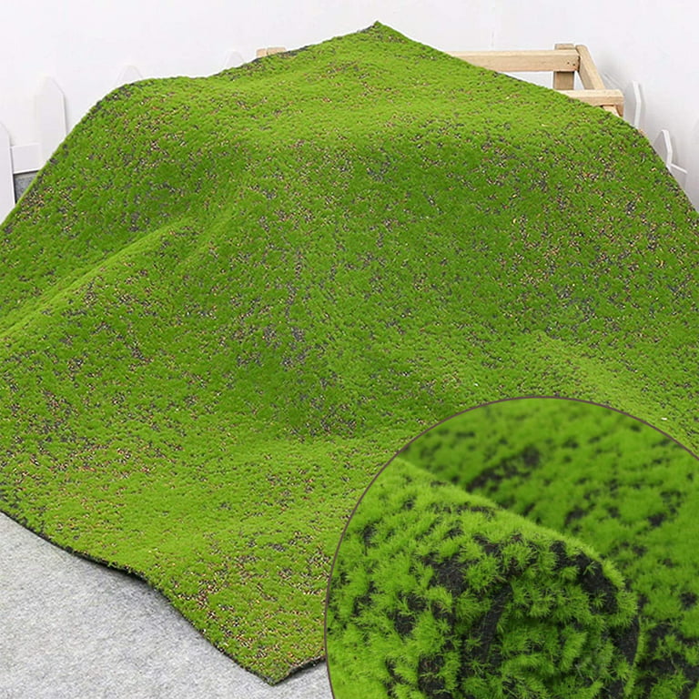 Visland Moss Mat, Artificial Moss Turf Lawn Wall Green Plants DIY  Artificial Grass Edge Wedding Garden Mini Micro Landscape Decor Accessories