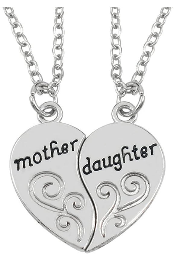 Mother Daughter Necklace 2 Pieces Set Mom Gifts from Daughter Matching Heart Necklaces for Women Gifts for Mom