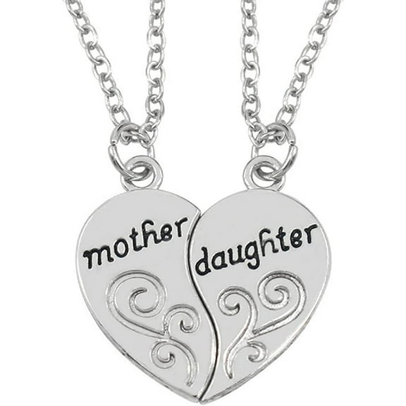 Visland Mother Daughter Necklace 2 Pieces Set Mom Gifts from Daughter Matching Heart Necklaces for Women Gifts for Mom
