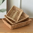 thumbnail image 1 of Visland Natural Rattan Storage Baskets, Rectangular Woven Fruit Baskets, Wicker Decoration and Organizer for Bathroom, Living Room, 1 of 7