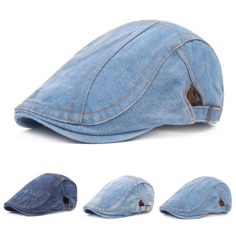 Visland Newsboy Hats for Men Flat Cap Denim Adjustable Breathable