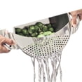 thumbnail image 1 of Visland Pasta Strainer Stainless Steel Crescent Pot Pan Strainers Metal Kitchen Colanders Easy Draining Suitable for Pot Sizes Up to 10In, 1 of 8