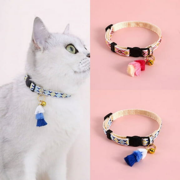 Visland Pet Essentials Classic Polyester Adjustable Dog Cat Collars with Bells, Personalized Dog Collars, for Puppy Small Dogs