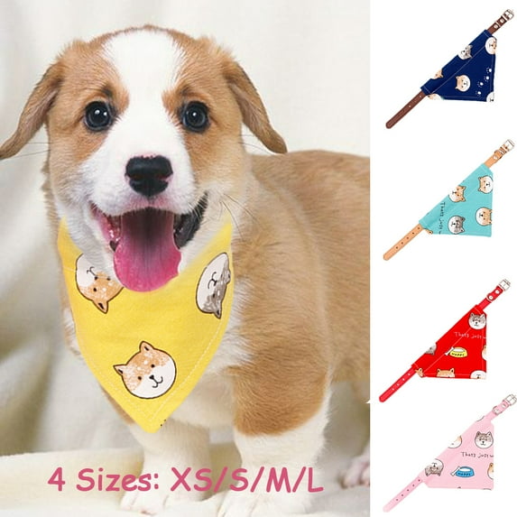 Visland Pet Saliva Towel Bib, Adjustable Cotton Triangle Pet Dog Cat Neckerchief with a collar for Daily Wear 1PC