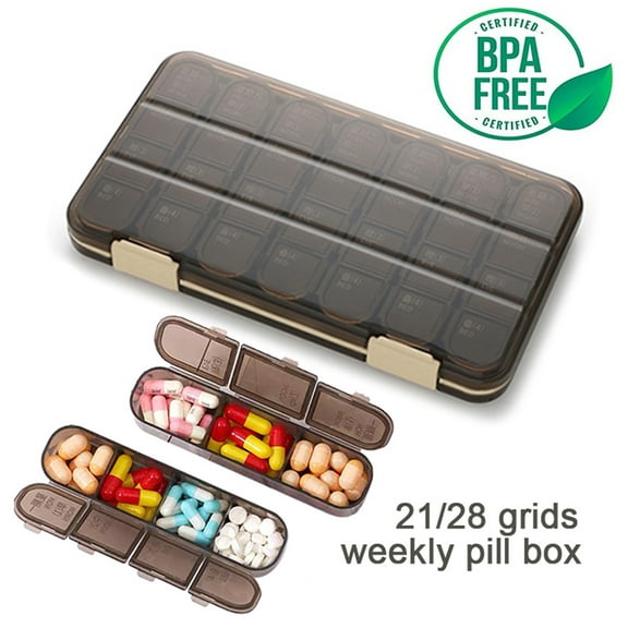 Visland Pill Compartment Storage Box Large Capacity Medicine Dispenser 7 Days Weekly Pill Box Pillbox