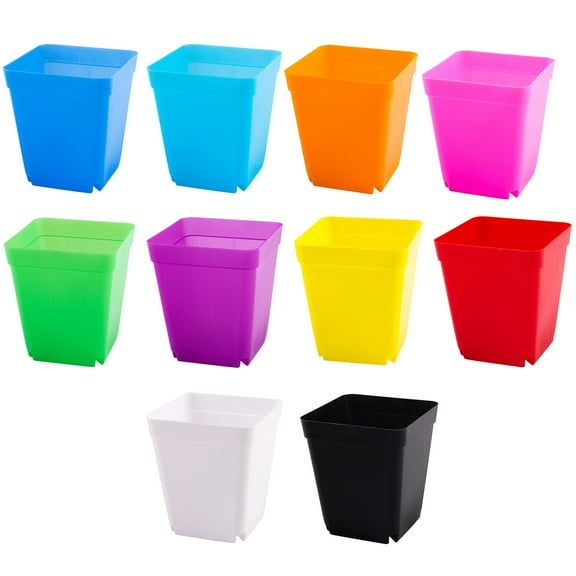 Visland Plastic Plant Pots, 10 Pack Square Flower Planting Pots, Plant Seedling Pots, Seedling Nursery Transplanting Planter Container Indoor Outdoor