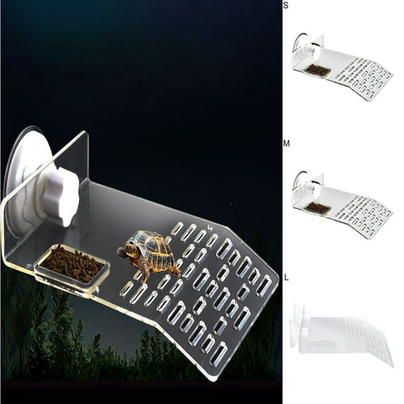 Visland Plastic Turtle Basking Platform With Suction Cups And Small Food Bowl, For Tortoise Resting And Turtle Fish Tank Aquarium Dock Floating Decor