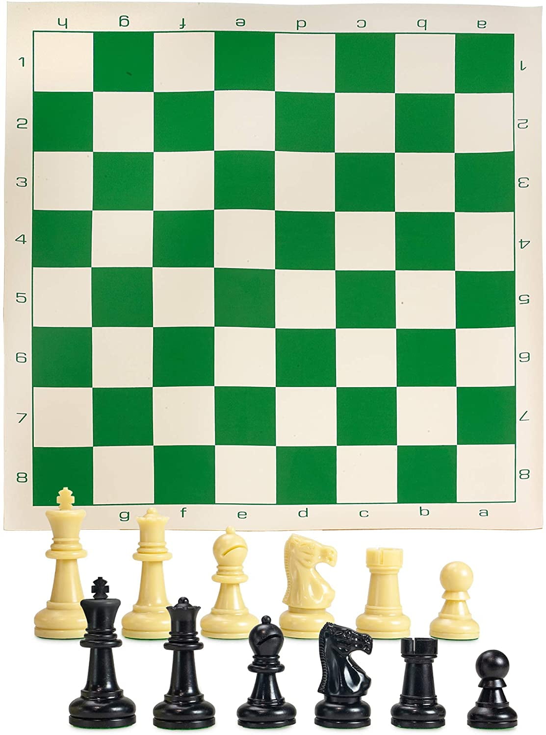 Analysis Size Standard Club Plastic Chess Set Black & Ivory Pieces