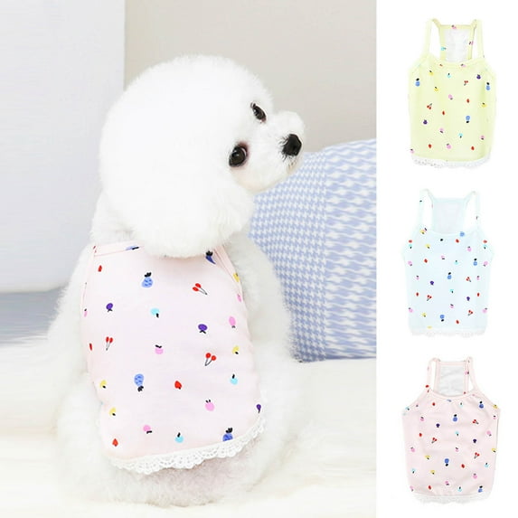 Visland Puppy Clothes Fashion Printing Outfit Breathable Pet Vest Dog Sleeveless Clothes Pet Clothing