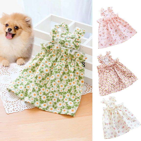 Visland Puppy Clothes Outing Sun Fashion Pet Floral Suspender Skirt for Female Dogs