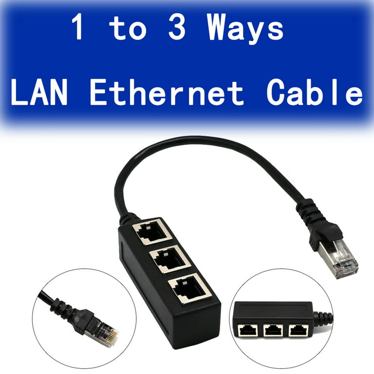 RJ45 1 to 3 Port Ethernet Cable Splitter Connector Extender for Cat 8/Cat7