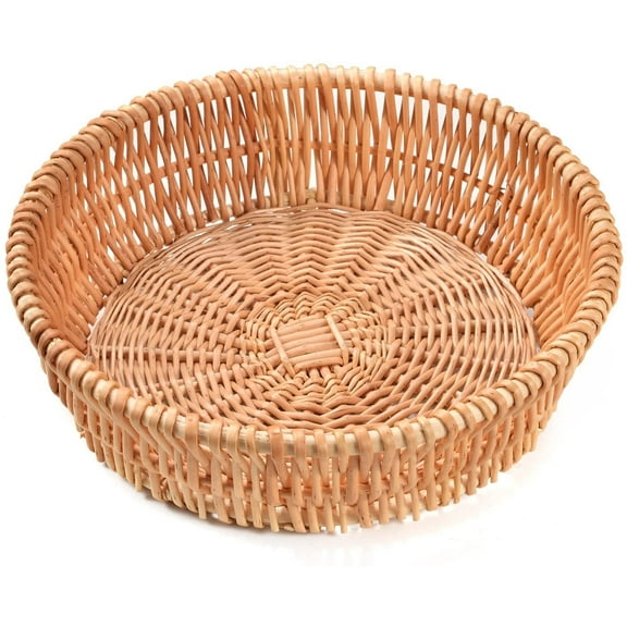 Visland Rattan Bread Basket Small Bread Basket Hand-woven Willow Basket Fruit Basket Round Rattan Basket 1PC-L