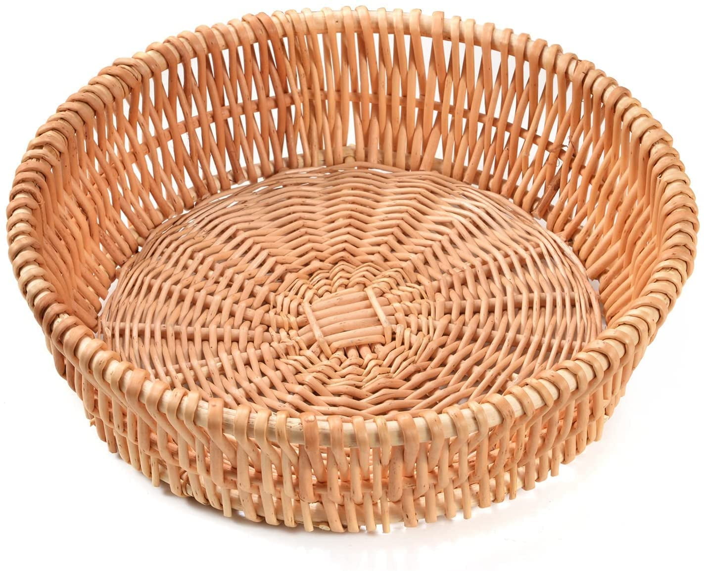 Visland Rattan Bread Basket Small Bread Basket Hand-woven Willow Basket Fruit Basket Round Rattan Basket 1PC-S