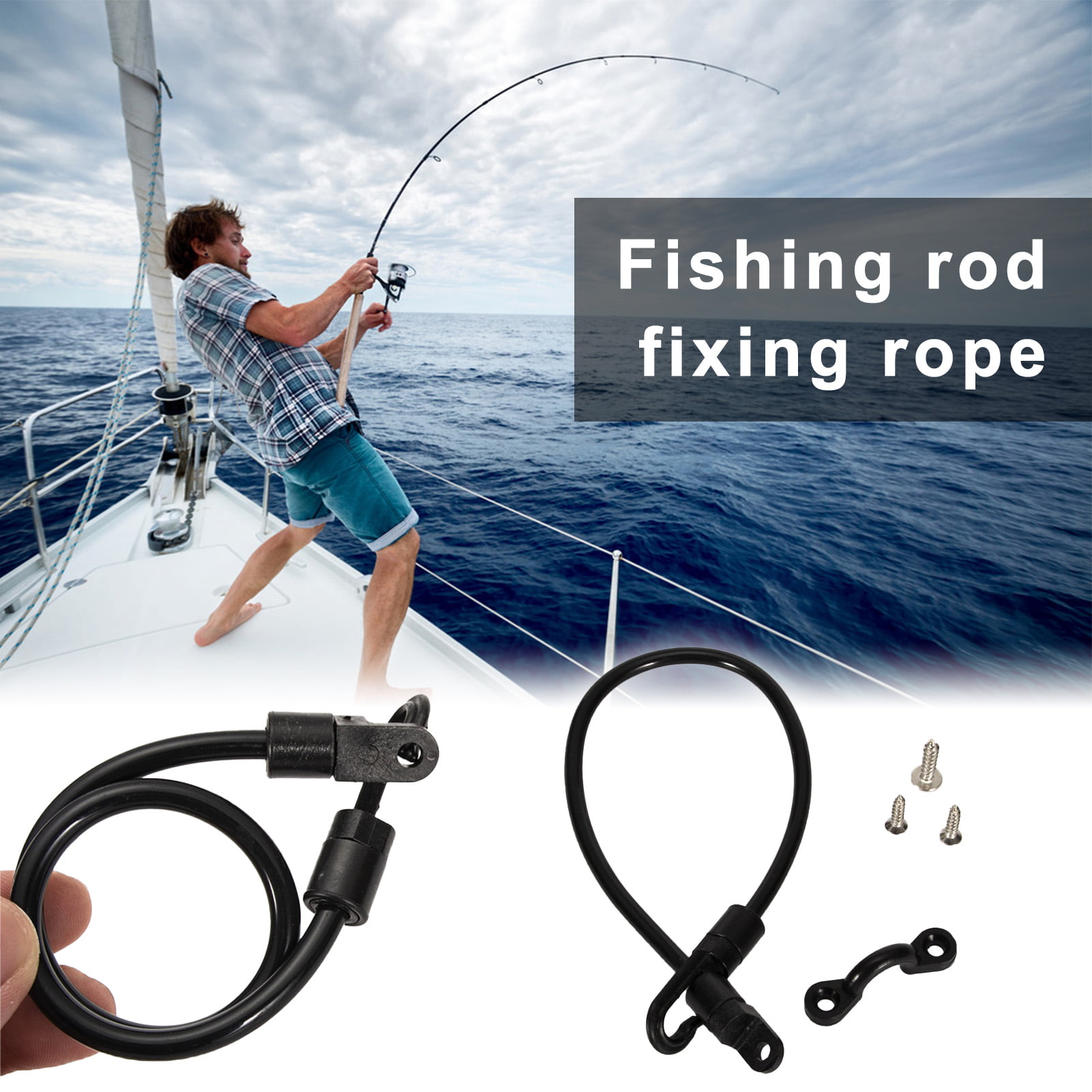 Visland Rod Tamer Strap Deck Mount Strong Load Bearing Adjustable Pole  Holder Belt for Fixing Fishing Rod 