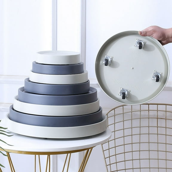 Visland Round Plastic Plant Saucer Drip Tray with Wheels for Indoor Outdoor Home Garden Flower Plant Container Flower Pot Pallets