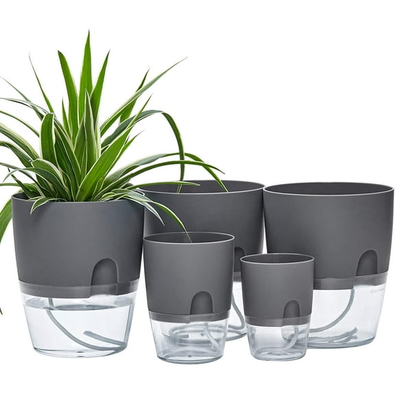 Visland Self Watering Pots for Indoor Plants, Flower Pot Modern Decorative Plastic Planter with Water Storage for All House Plants, Flowers, Herbs