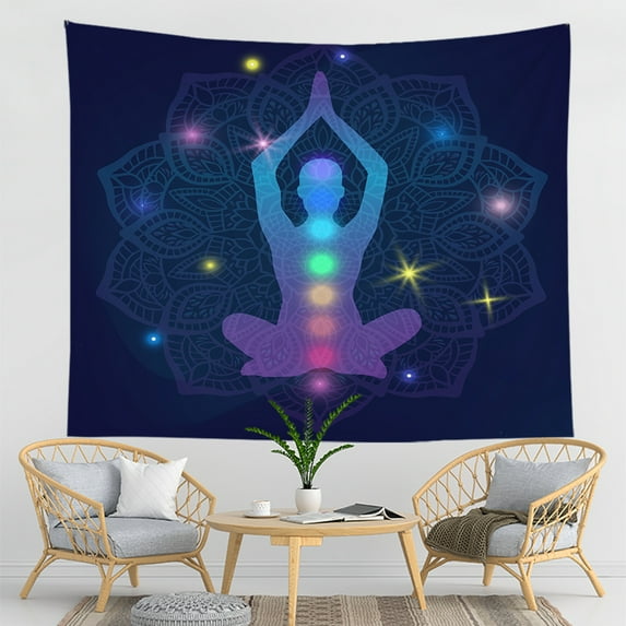 Visland Seven Chakra Tapestry - Bohemian Mandala Yoga Meditation Wall Hanging Boho Studio Room Decoration Spiritual Gift Art Home Bedroom Decor Living Room Divider Door Curtain Balcony Sheer