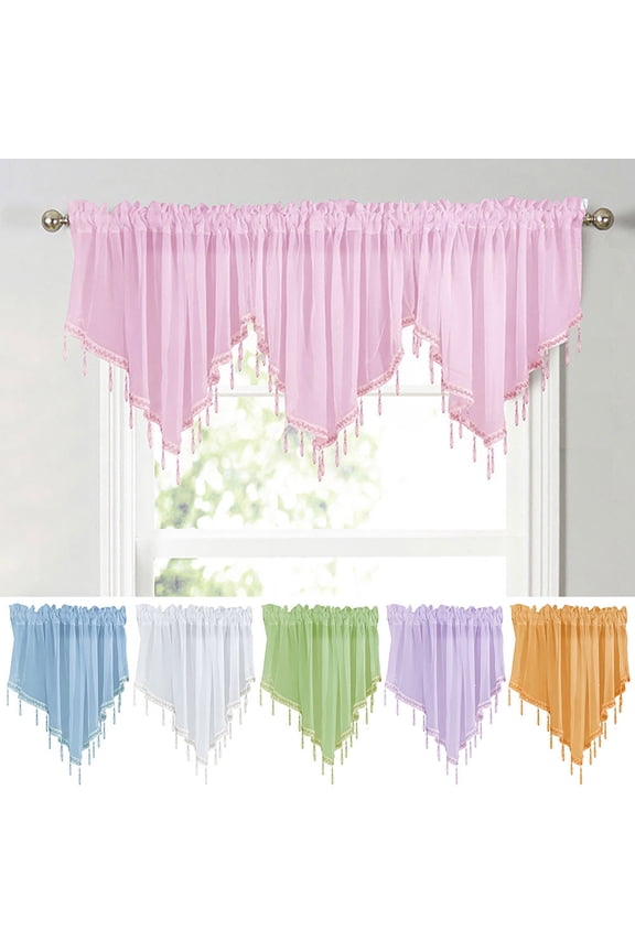 Short Curtain Solid Triangle Polyester Window Treatment Curtains, 51.18” x 23.62”