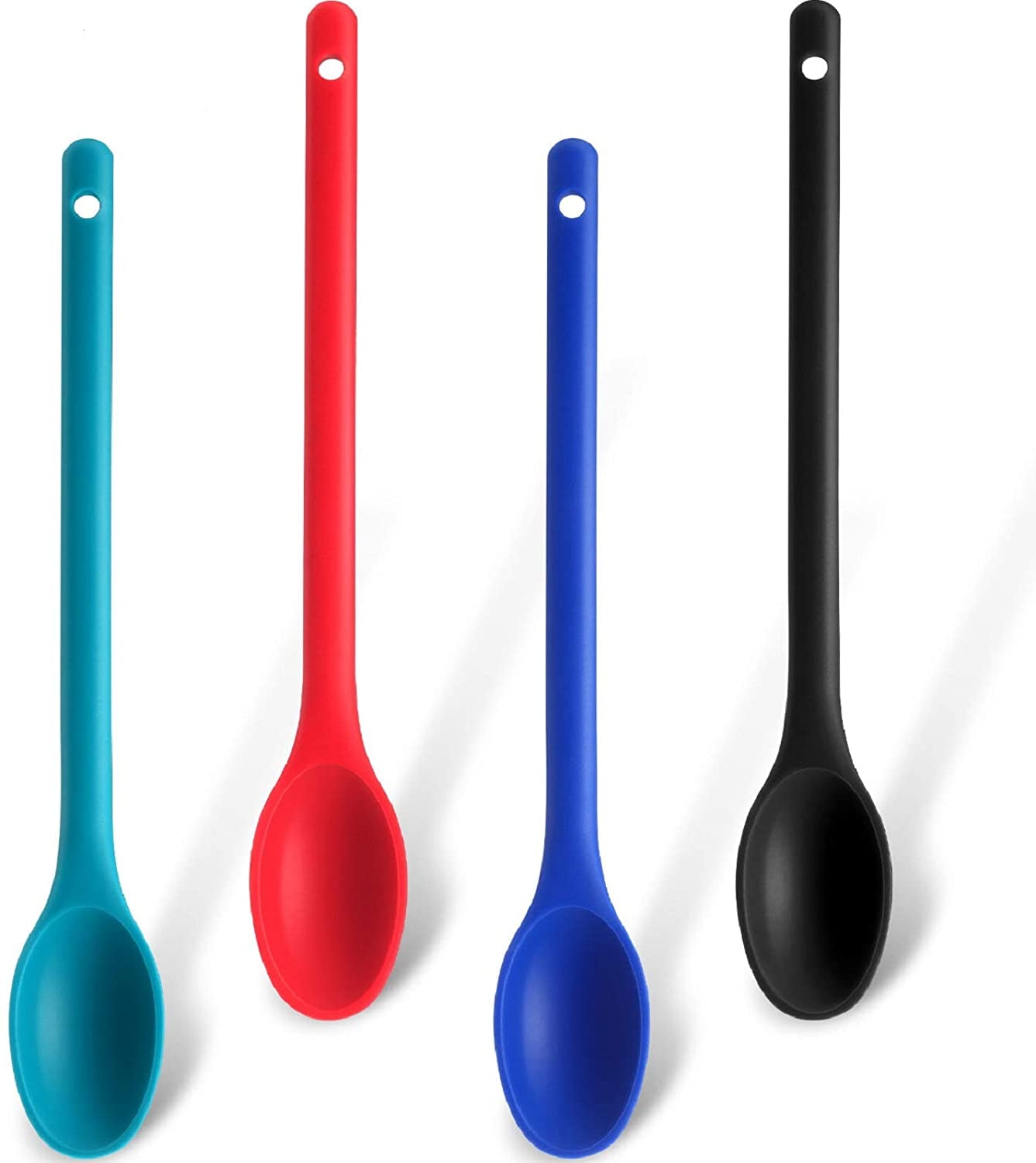 Visland Silicone Mixing Spoon Long Multicolored Nonstick Kitchen Spoon ...