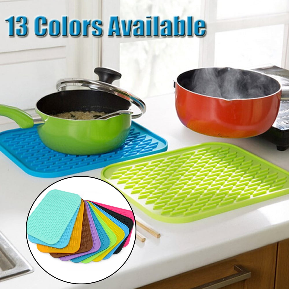 Multicolor Basket Weave Table Mats Kitchen Silicone Trivets Mat Set Of 4