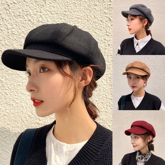 Visland Simple British Style Beret Hat Casual Retro Painter Ladies Octagonal Hat Fashion Accessories