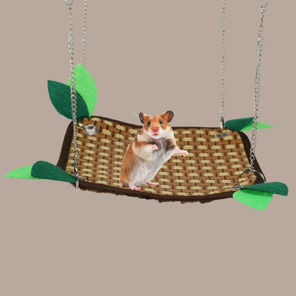 Visland Small Pet Cage Hammock, Hanging Hamster Summer Cool Sleeping Rattan Mat, Small Animal Cooling Hammock for Sugar Glider Ferret Squirrel Rat Chinchilla Guinea Pig Rat