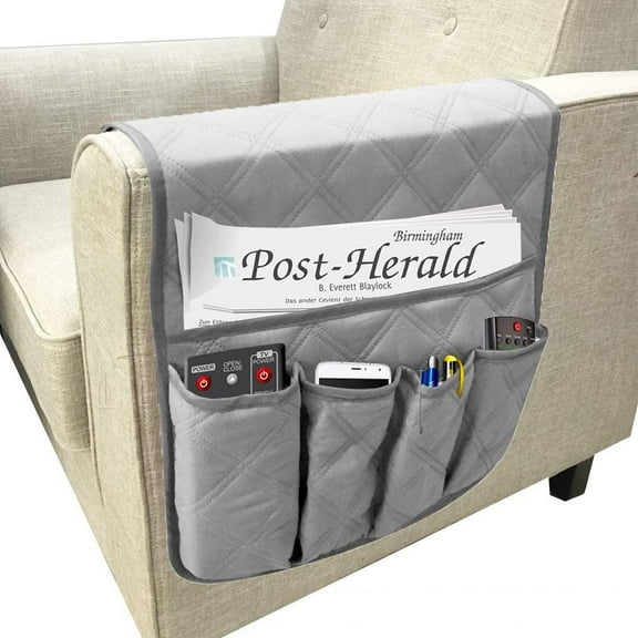 Visland Sofa Chair Couch Armrest Organizer, 5 Pockets Anti-Slip Armchair Storage Bag, Fits for Tablet, Phone, Pad, Book, Magazines, TV Remote Control