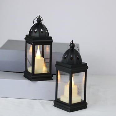 Black Lantern Candle Holder With 20 Candles - Outdoor/Indoor Hanging Decor For Table, Fireplace, Parties