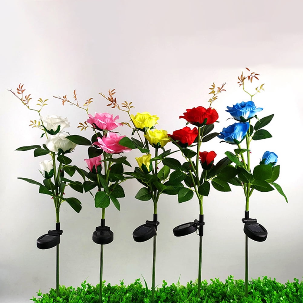 Visland Solar Garden Stake Lights, Outdoor Solar Rose Flower Lights ...