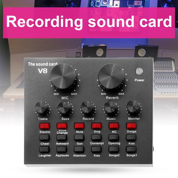 Visland Sound Card, Sound Effects Board for Podcast Equipment Bundle, Sound Board for Streaming with Voice Changer Podcast Kit, Live Sound Card for Microphone Dj Streaming Mixer with Audio Interface
