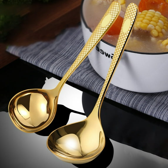 Visland Soup Ladle Spoon with Comfortable Grip - Cooking and Serving Spoon for Soup, Chili, Gravy,Stainless Steel Smooth Surface Long Handle Spoon