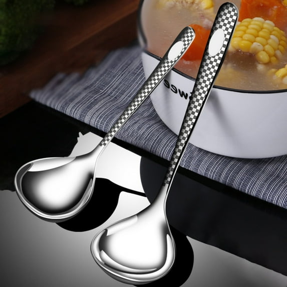 Visland Soup Ladle Spoon with Comfortable Grip - Cooking and Serving Spoon for Soup, Chili, Gravy,Stainless Steel Smooth Surface Long Handle Spoon