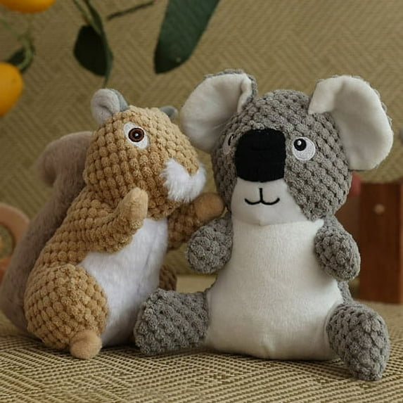Visland Squirrel Koala shape Squeaker Squeaky Dog Toy, Soft %26 Durable Plush, Chew Resistant %26 Tough Reinforced Seams