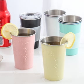 Visland Stainless Steel Cups Pint Tumbler Stackable Metal Drinking Glasses for Travel, Camping, Outdoors