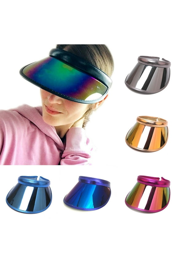 Summer Iridescent Mirrored Outdoor Travel Beach Anti-UV Sun Visor Hat,Unisex