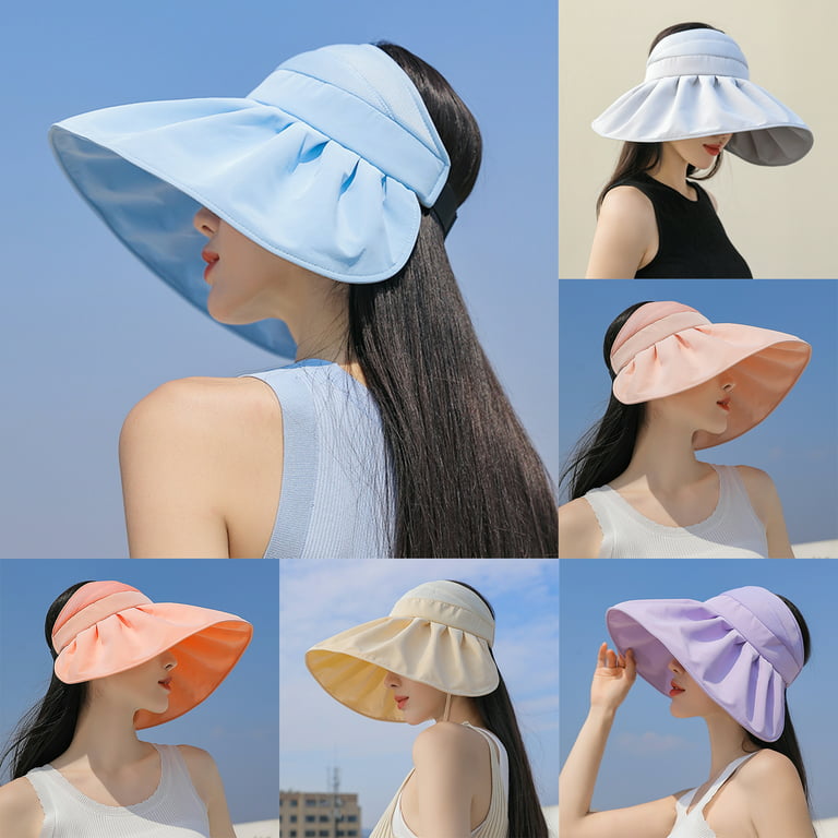 Visland Sun Visors Foldable Sun Hats for Women with UV Protection Wide Brim  Summer Packable Shell Hat 