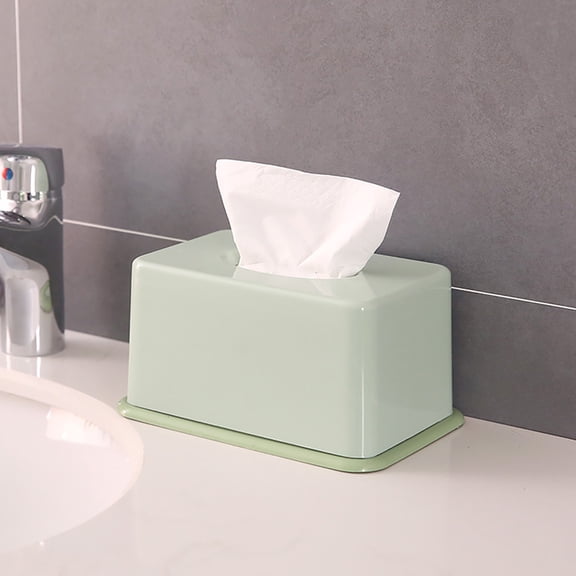 Visland Tissue Dispenser Box Cover Rectangular PP Mask Case Holder, Dryer Sheet Holder for Car, Bathroom, Laundry, Office, Counter and Table, 7.68" x 5.00" x 3.94", Green