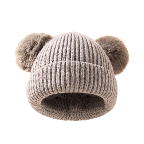 Visland Toddler Baby Winter Double Pompoms Soft Warm Knitted Cap Hat Elastic Beanie