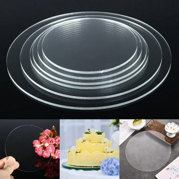 Visland Transparent Acrylic Cake Base Board, Round Cake Disc, Cake Disk Acrylic Sheet, Round Acrylic Backdrop,Multiple sizes