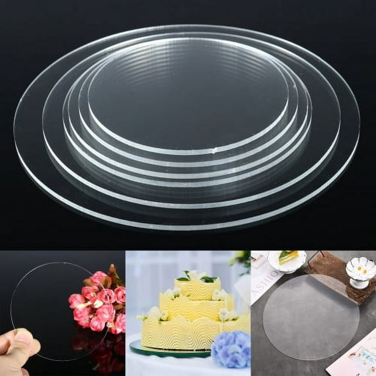 Visland Transparent Acrylic Cake Base Board, Round Cake Disc, Cake Disk  Acrylic Sheet, Round Acrylic Backdrop,Multiple sizes