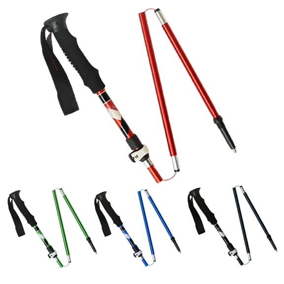 Visland Trekking Poles Walking Sticks Aluminum Alloy Five-Section Folding Shock-Absorbing Trekking Pole Inner Lock Telescopic Folding Trekking Cane