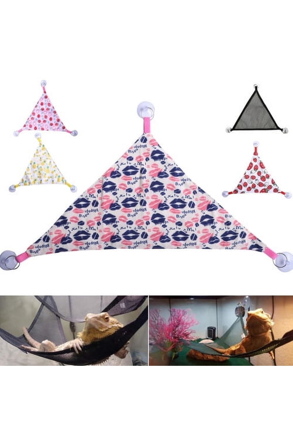 Triangular Small Reptile Hammock Bed with 3 Suction Cups, Solid