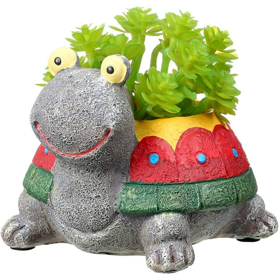 Visland Turtle Succulent Flower Pot, Mini Resin Animal Plant Pot Pencil Holder Cartoon Bonsai Pot for Home Office Desktop Table Ornament